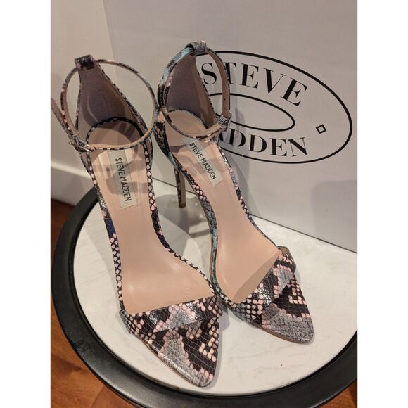 Steve Madden SANE SNAKE Heels – Size 7.5, 4" Stiletto, Snakeskin Print, - Picture 1 of 9